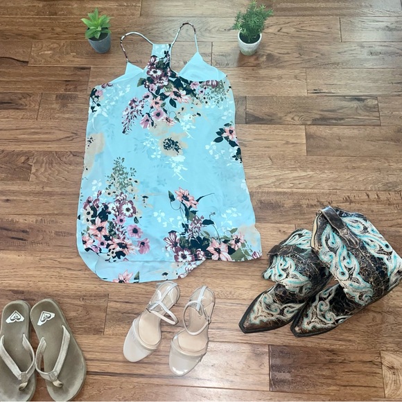⭐️SAVED BY FHE DRESS MINT FLORAL TANK SHORT DRESS SZ MEDIUM WARN ONCE - Picture 10 of 16